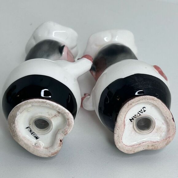 Vintage Japan Made Italian Chef Salt And Pepper Shakers 4.5" Black White Ceramic - Picture 7 of 8
